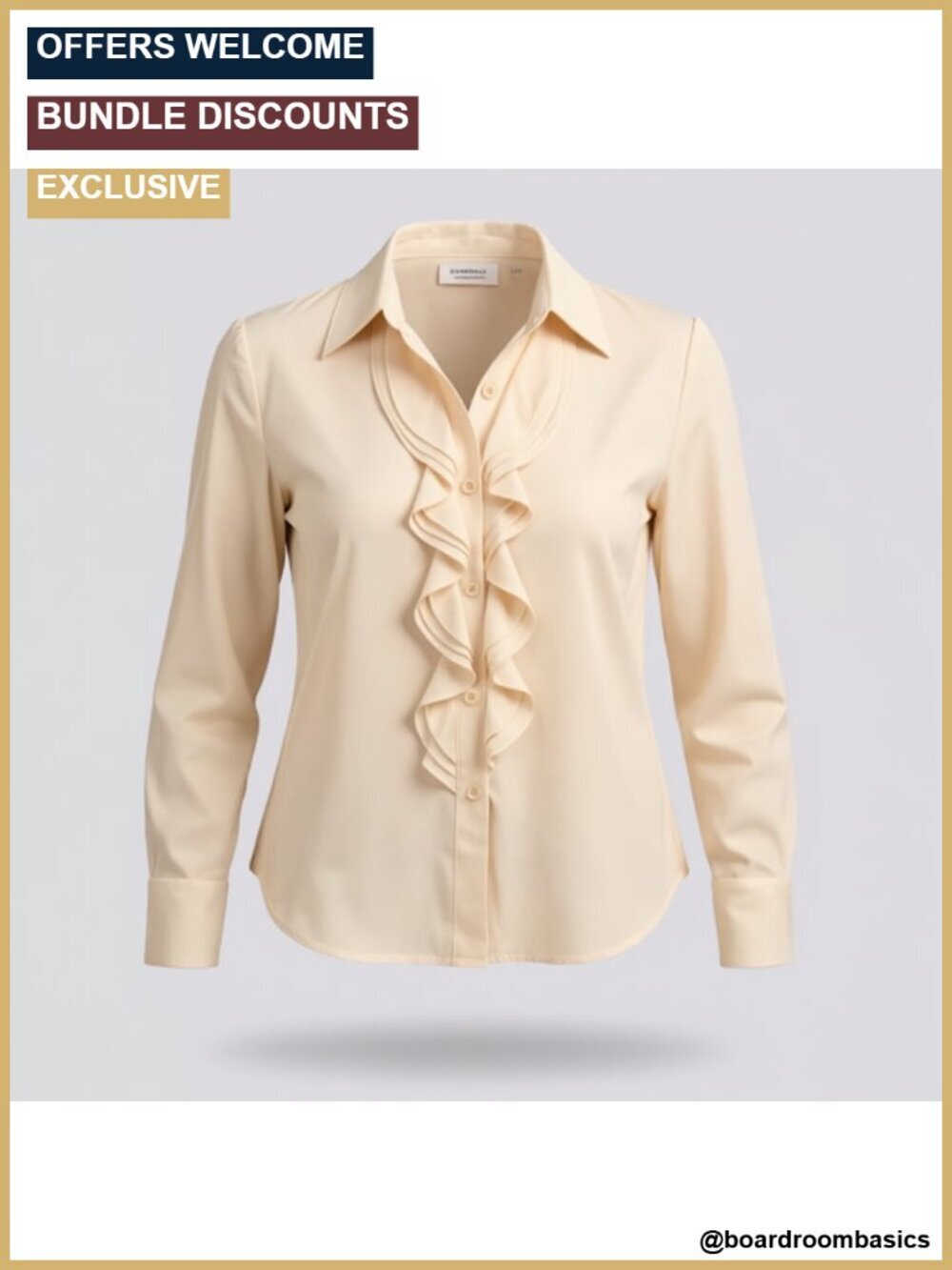 Ruffle Front 3/4 Sleeve Button Down Blouse, Victorian Style Top for Office